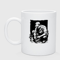 Кружка керамическая Сантехник, цвет: белый