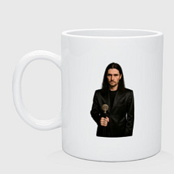 Кружка керамическая Bones с тростью, цвет: белый