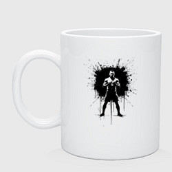 Кружка керамическая Нейт Диас в черной краске, цвет: белый