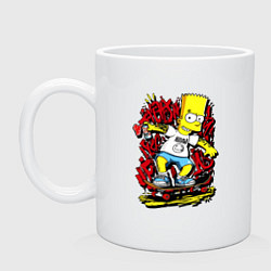 Кружка керамическая Барт в футболке нирвана, цвет: белый