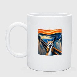 Кружка керамическая Кот картина крик, цвет: белый