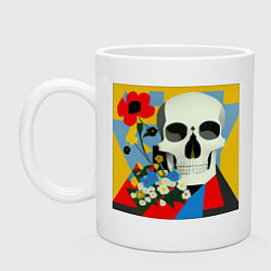 Кружка керамическая Череп в красочных цветах, цвет: белый
