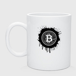 Кружка керамическая Биткоин в черной красках, цвет: белый