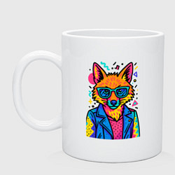 Кружка керамическая Лиса Pop Colors, цвет: белый