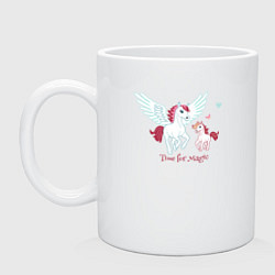 Кружка керамическая Милые волшебные животные лошадь и Пегас, цвет: белый