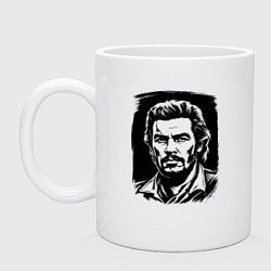 Кружка керамическая Портрет Че Гевары в черном штрихе, цвет: белый