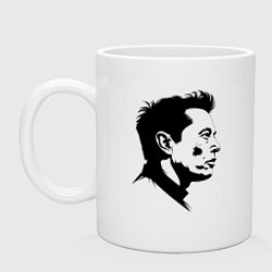 Кружка керамическая Илон Маск в профиль, цвет: белый