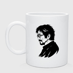 Кружка керамическая Хаяо Миядзаки в профиль, цвет: белый