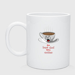 Кружка керамическая Лучший папа любит кофе, цвет: белый