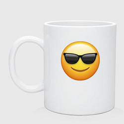 Кружка керамическая Смайлик в очках, цвет: белый