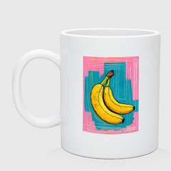 Кружка керамическая Бананы на ярком фоне, цвет: белый
