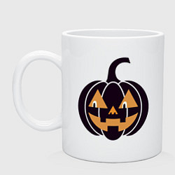 Кружка керамическая Тыква Джек фонарь Хэллоуин, цвет: белый