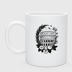 Кружка керамическая Колизей в цвету: аромат Италии, цвет: белый