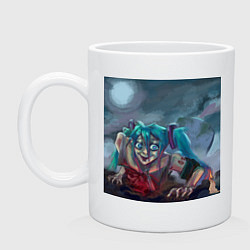 Кружка керамическая Halloween Miku zombie, цвет: белый