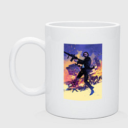 Кружка керамическая John Wick on fire, цвет: белый