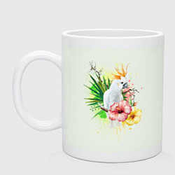 Кружка керамическая Какаду с цветами, цвет: фосфор