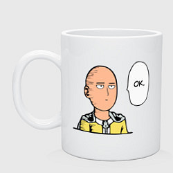 Кружка керамическая One Punch Man: OK, цвет: белый