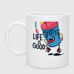 Кружка керамическая Life is good, цвет: белый