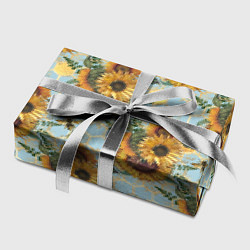Бумага для упаковки Подсолнухи и пчёлы на голубом, цвет: 3D-принт — фото 2