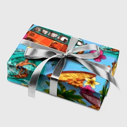 Бумага для упаковки Пальмы, волны, серфинг, цвет: 3D-принт — фото 2