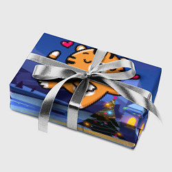 Бумага для упаковки Влюбленный тигренок с сердечками, цвет: 3D-принт — фото 2