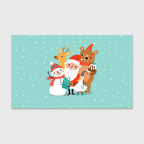 Бумага для упаковки Звери и Дед Мороз 2 / 3D-принт – фото 1