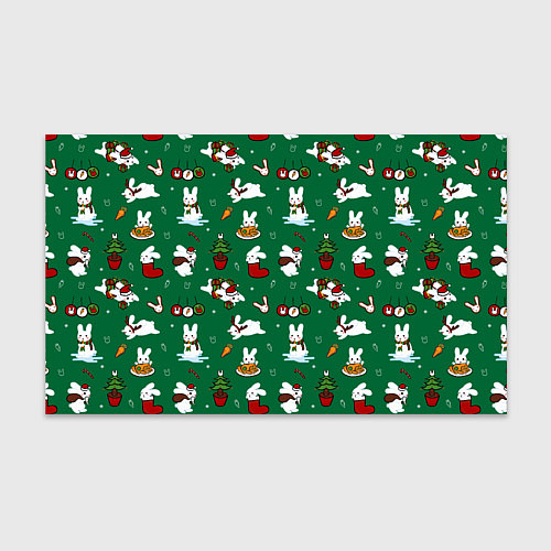 Бумага для упаковки Новогодний паттерн с зайчиками / 3D-принт – фото 1