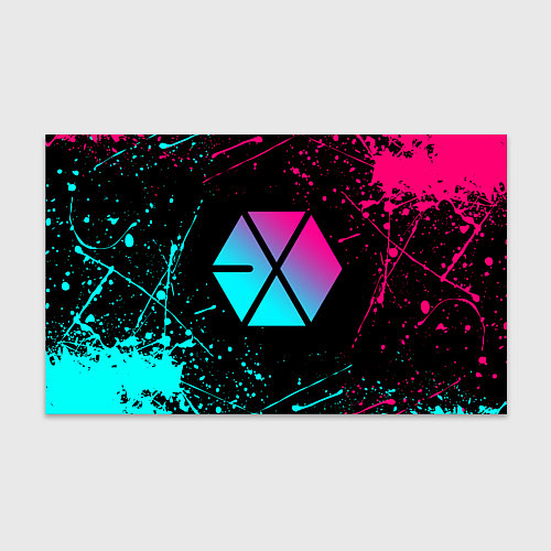 Бумага для упаковки EXO BAND NEON LOGO НЕОНОВЫЕ БРЫЗГИ КРАСОК / 3D-принт – фото 1