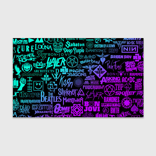 Бумага для упаковки ЛОГОТИПЫ РОК ГРУПП НЕОН ROCK NEON / 3D-принт – фото 1