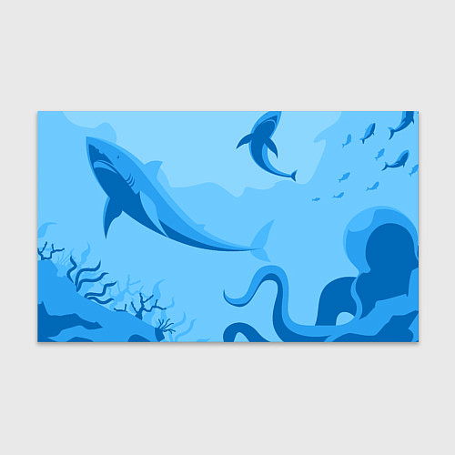 Бумага для упаковки МоРское Дно с Акулами / 3D-принт – фото 1