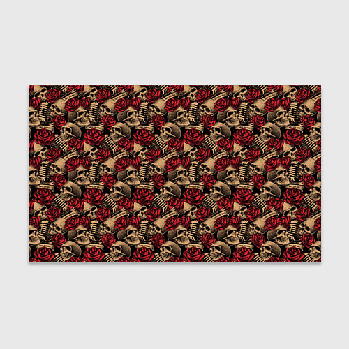 Бумага для упаковки ROCK AND ROLL Черепа и Розы / 3D-принт – фото 1