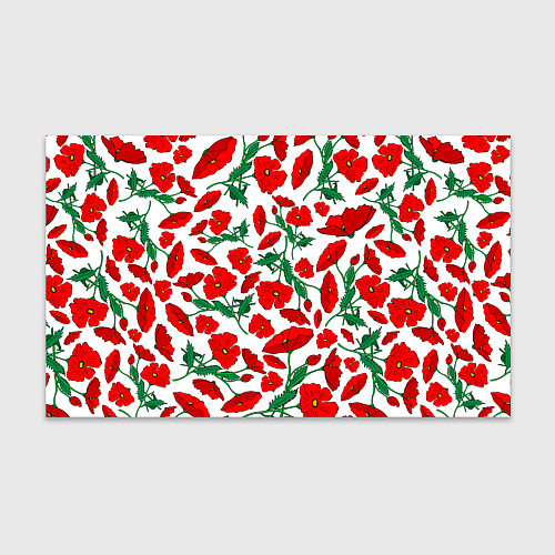 Бумага для упаковки Цветы Красные Маки на белом фоне / 3D-принт – фото 1