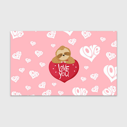 Бумага для упаковки Ленивец с сердцем Сердца паттерн / 3D-принт – фото 1