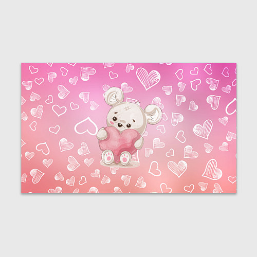 Бумага для упаковки Милый мишка в сердечках / 3D-принт – фото 1