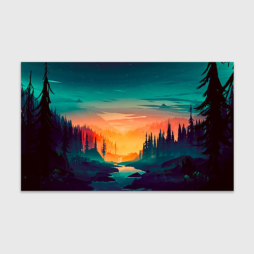 Бумага для упаковки Лес на закате природа / 3D-принт – фото 1