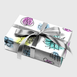 Бумага для упаковки Абстрактные цветы на акварельном фоне, цвет: 3D-принт — фото 2