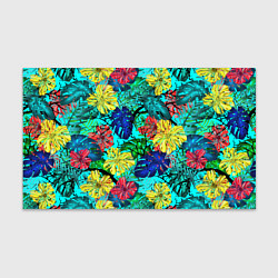 Бумага для упаковки Тропические растения на бирюзовом фоне, цвет: 3D-принт