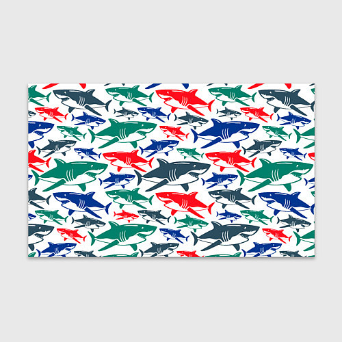 Бумага для упаковки Стая разноцветных акул - паттерн / 3D-принт – фото 1