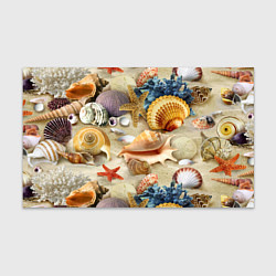 Бумага для упаковки Морские раковины, кораллы, морские звёзды на песке, цвет: 3D-принт