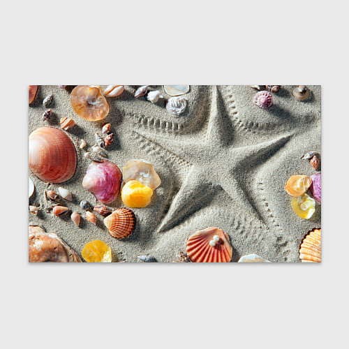 Бумага для упаковки Звезда из песка, ракушки и две жемчужины / 3D-принт – фото 1