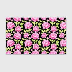 Бумага для упаковки Розовые пионы на черном, цвет: 3D-принт