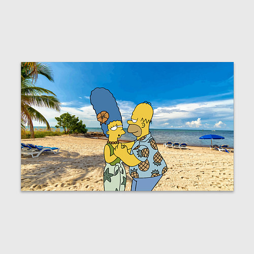 Бумага для упаковки Гомер Симпсон танцует с Мардж на пляже / 3D-принт – фото 1