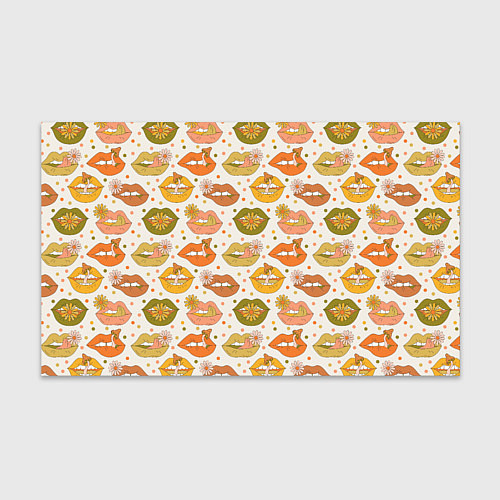 Бумага для упаковки Губы и цветы поп арт хиппи / 3D-принт – фото 1