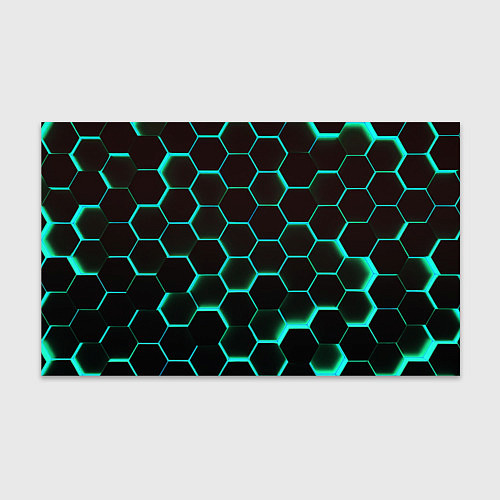 Бумага для упаковки Соты на зеленом неоновом фоне / 3D-принт – фото 1