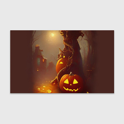 Бумага для упаковки Жуткое дерево и улыбающаяся тыква на Хэллоуин / 3D-принт – фото 1