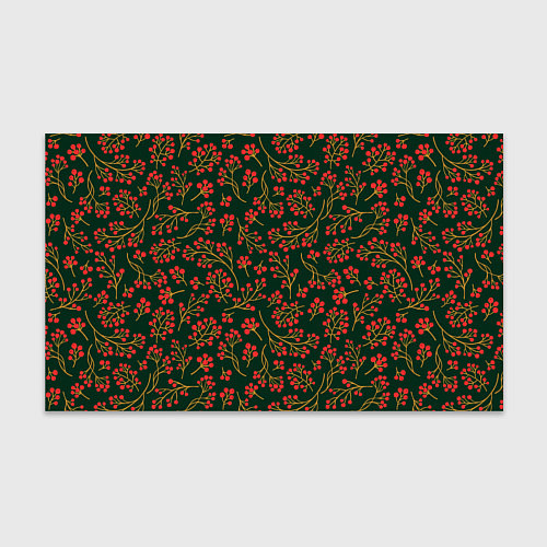 Бумага для упаковки Красные ягоды на темно-зеленом фоне / 3D-принт – фото 1