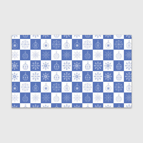 Бумага для упаковки Сине-белые квадраты со снежинками / 3D-принт – фото 1