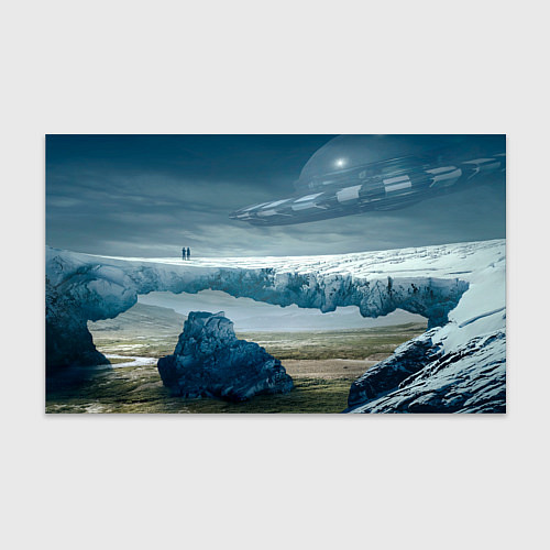 Бумага для упаковки Скалы, камни и космический корабль / 3D-принт – фото 1