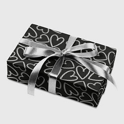 Бумага для упаковки Белые сердечки на черном фоне, цвет: 3D-принт — фото 2