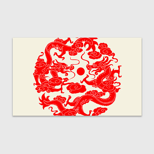 Бумага для упаковки Японские красные драконы / 3D-принт – фото 1